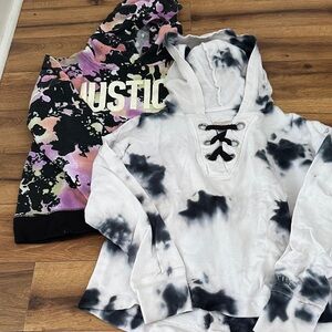 Justice Black and Pink Tie-Dye Hoodies
